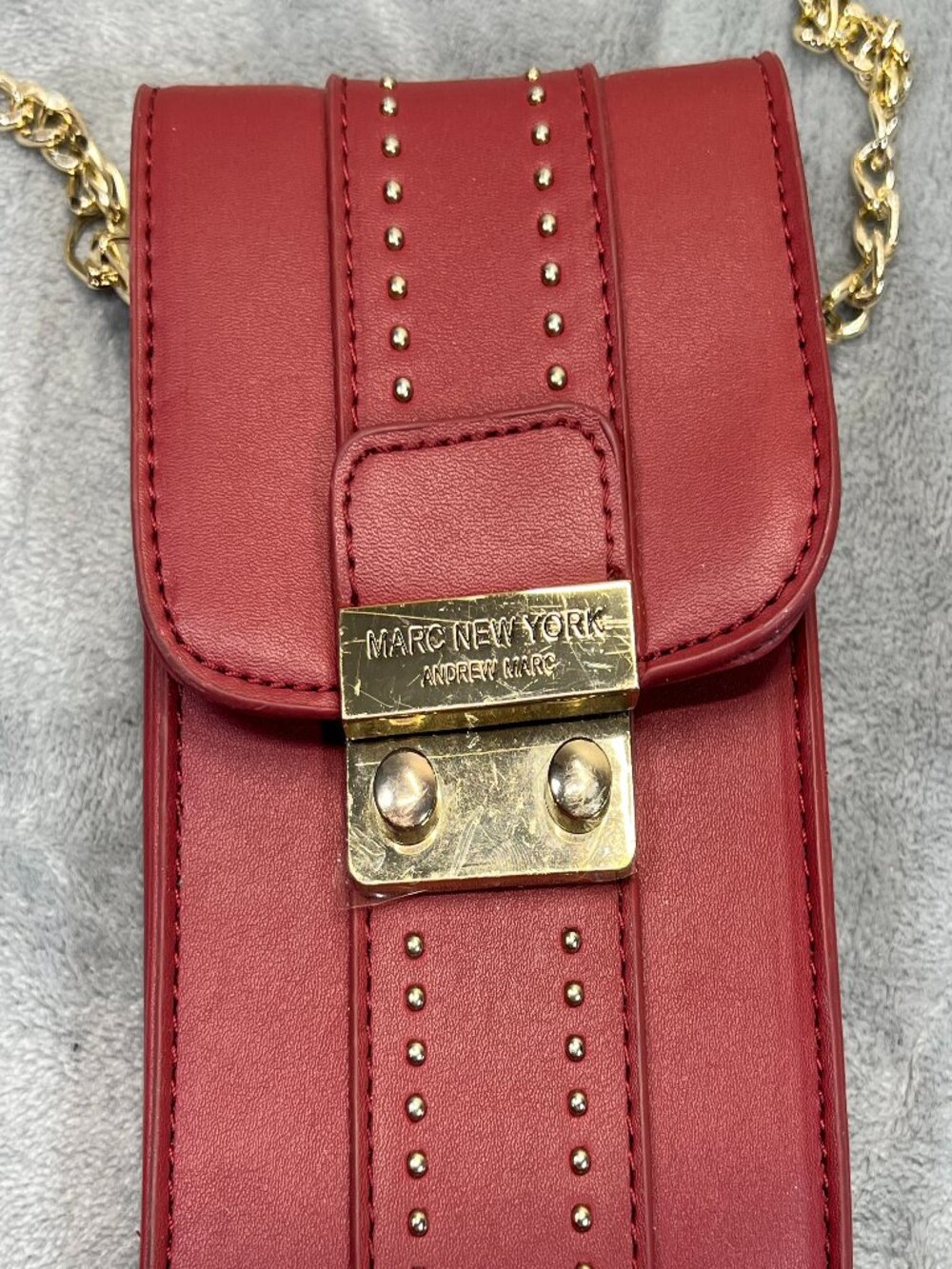 Marc NY crossbody leather studded cellphone purse wine